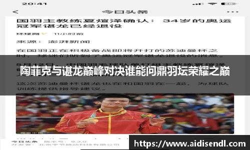 陶菲克与谌龙巅峰对决谁能问鼎羽坛荣耀之巅